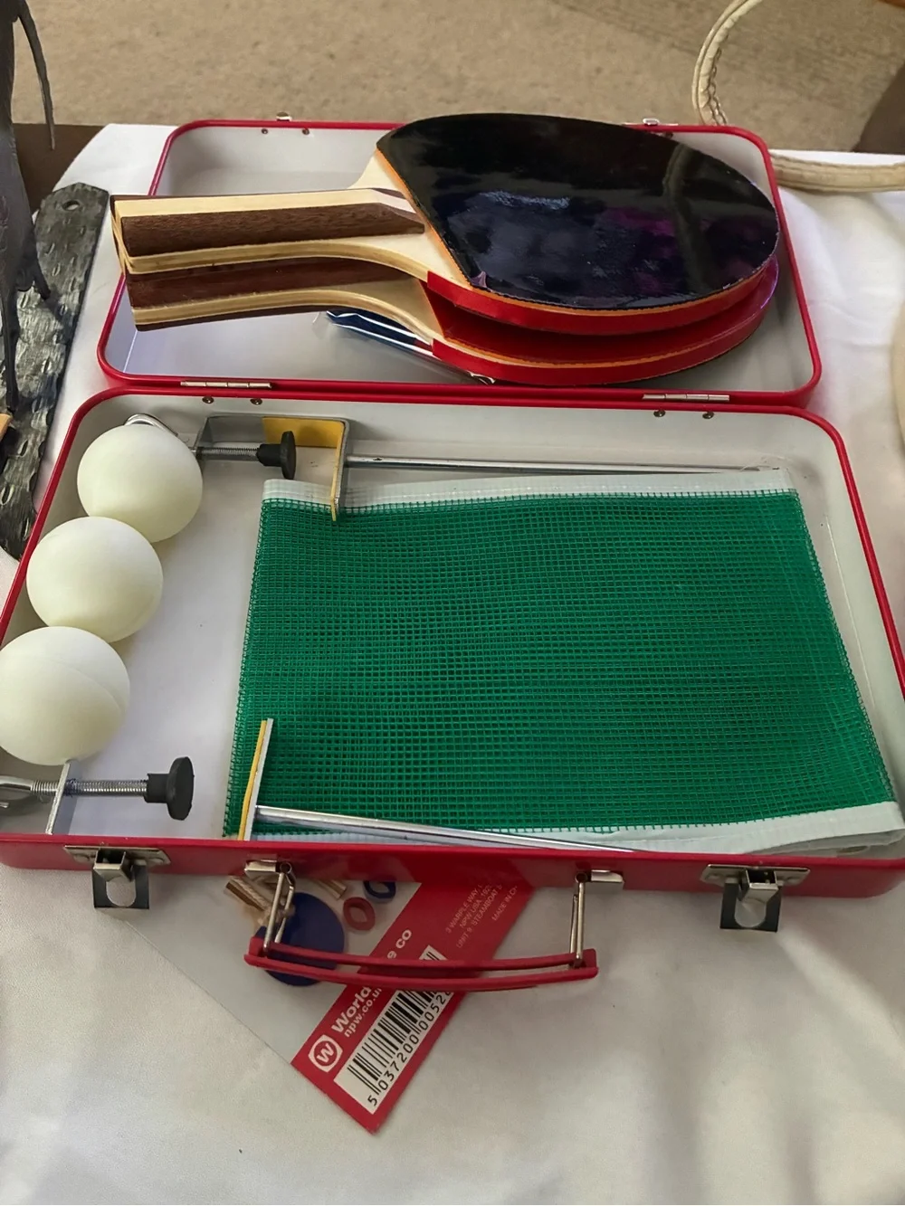 Table Ping-Pong Set - Red Paddle black paddle New in box Dining Table Ping-Pong